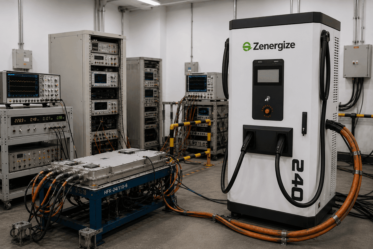 Zenergize 240kW DC charger undergoing BIS-standard lab testing and validation